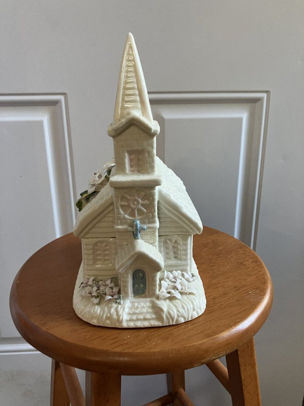 Vintage Porcelain Church Musical Trinket Box